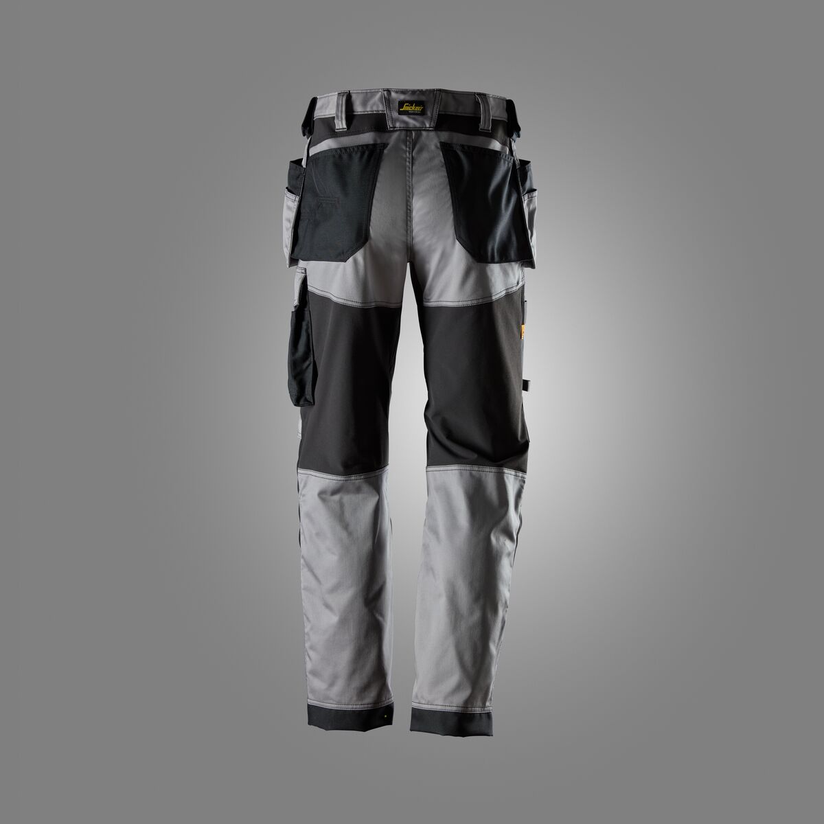 6251 Pantalones largos de trabajo elásticos AllroundWork Loose Fit con bolsillos flotantes color gris / negro