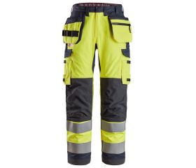 6261 Pantalones largos de trabajo de alta visibilidad clase 2 con bolsillos flotantes simétricos ProtecWork amarillo-azul marino