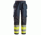 6263 Pantalones largos de trabajo de alta visibilidad clase 1 con bolsillos flotantes ProtecWork azul marino-amarillo