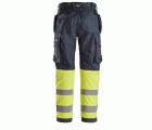 6263 Pantalones largos de trabajo de alta visibilidad clase 1 con bolsillos flotantes ProtecWork azul marino-amarillo