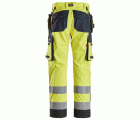 6264 Pantalones largos de trabajo de alta visibilidad clase 2 con bolsillos flotantes y espinilla reforzada ProtecWork amarillo-azul marino