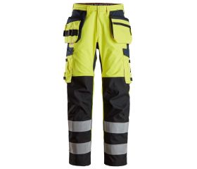 6264 Pantalones largos de trabajo de alta visibilidad clase 2 con bolsillos flotantes y espinilla reforzada ProtecWork amarillo-azul marino