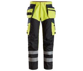 6265 Pantalones largos de trabajo de alta visibilidad clase 1 con bolsillos flotantes y pernera reforzada ProtecWork amarillo-azul marino
