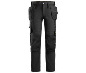 Pantalones largos de trabajo elásticos bolsillos flotantes AllroundWork 6271 Negro