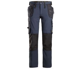 Pantalones largos de trabajo elásticos bolsillos flotantes AllroundWork 6271 Azul Marino/Negro