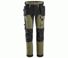 6275 Pantalones largos de trabajo elásticos AllroundWork 4-way Stretch softshell con bolsillos flotantes color verde caqui / negro