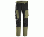 6318 Pantalones largos de trabajo elásticos AllroundWork Stretch color verde caqui / negro