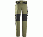 6318 Pantalones largos de trabajo elásticos AllroundWork Stretch color verde caqui / negro