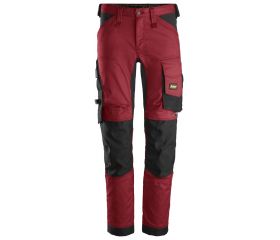6341 Pantalones largos de trabajo elásticos AllroundWork Slim Fit color rojo/ negro