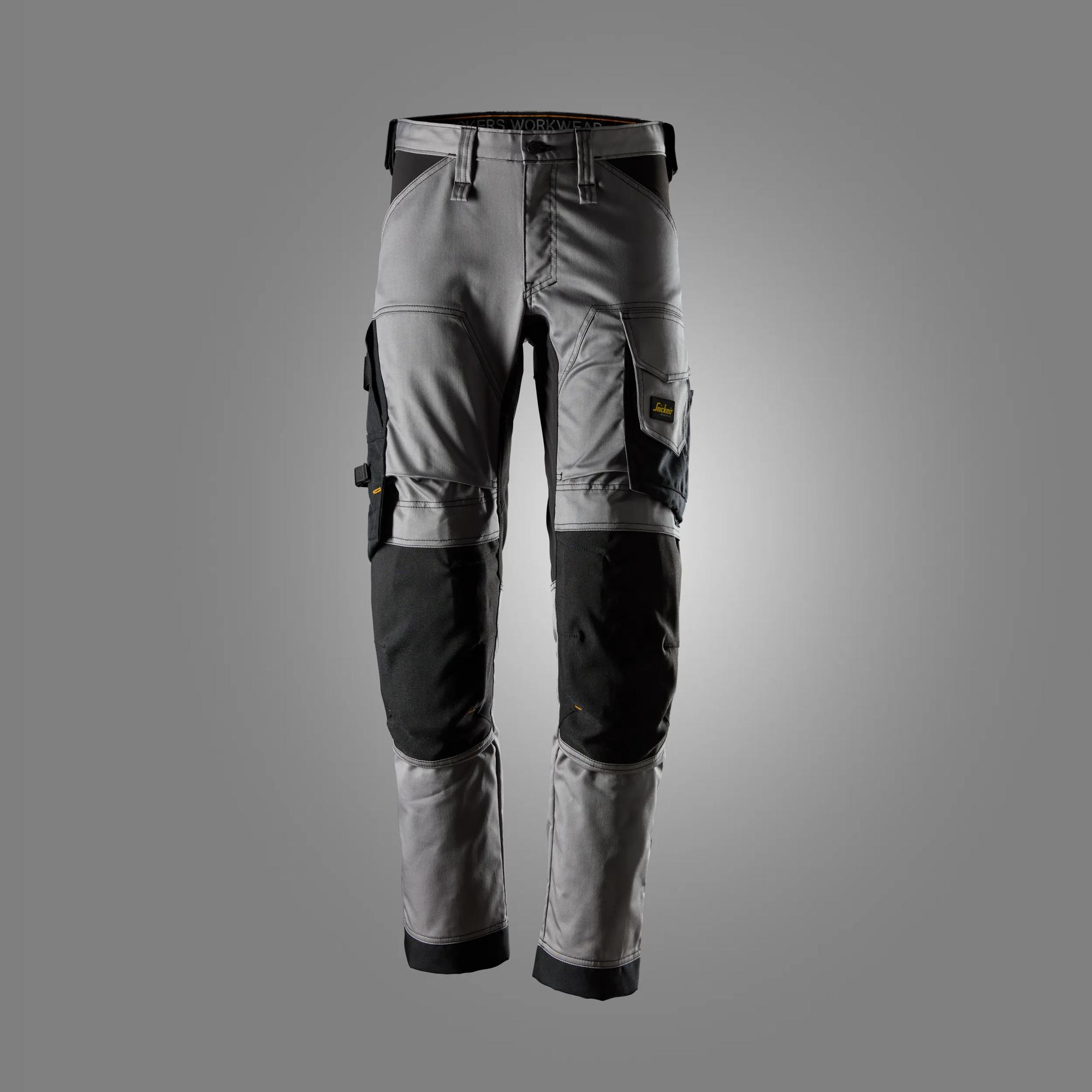 6341 Pantalones largos de trabajo elásticos AllroundWork Slim Fit color gris / negro