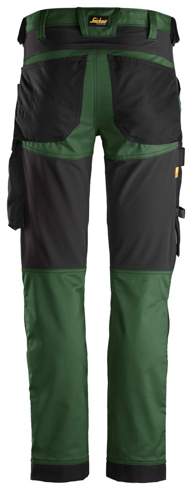 6341 Pantalones largos de trabajo elásticos AllroundWork Slim Fit color verde forestal/ negro