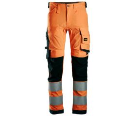 6343 Pantalones largos de trabajo elásticos de alta visibilidad clase 2 naranja-negro