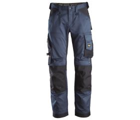 Pantalones largos de trabajo elásticos ajuste holgado AllroundWork Loose Fit 6351 Azul Marino/Negro