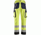 6364 Pantalones largos de trabajo de alta visibilidad clase 2 con espinilla reforzada ProtecWork amarillo-azul marino