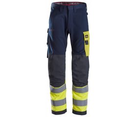 6376 Pantalones largos de trabajo de alta visibilidad clase 1 ProtecWork azul marino-amarillo