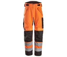 6630 Pantalones largos de trabajo impermeables de alta visibilidad clase 2 acolchados con doble capa 37.5® naranja-negro