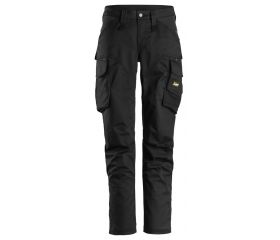 6703 Pantalones largos de trabajo elásticos para mujer sin bolsillos para rodilleras AllroundWork negro