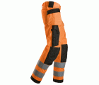 6743 Pantalones largos de trabajo elásticos de alta visibilidad clase 2 para mujer con bolsillos flotantes naranja-negro