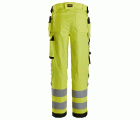 6743 Pantalones largos de trabajo elásticos de alta visibilidad clase 2 para mujer con bolsillos flotantes amarillo-negro