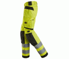 6743 Pantalones largos de trabajo elásticos de alta visibilidad clase 2 para mujer con bolsillos flotantes amarillo-negro