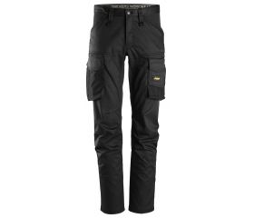 6803 Pantalones largos de trabajo elásticos AllroundWork sin bolsillos para las rodilleras color negro