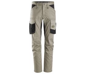 6803 Pantalones largos de trabajo elásticos AllroundWork sin bolsillos para las rodilleras color beige/ negro
