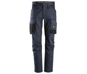 6803 Pantalones largos de trabajo elásticos AllroundWork sin bolsillos para las rodilleras color azul marino/ negro