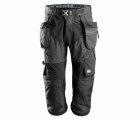 6905 Pantalones pirata de trabajo con bolsillos flotantes FlexiWork gris acero-negro