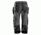 6905 Pantalones pirata de trabajo con bolsillos flotantes FlexiWork gris acero-negro