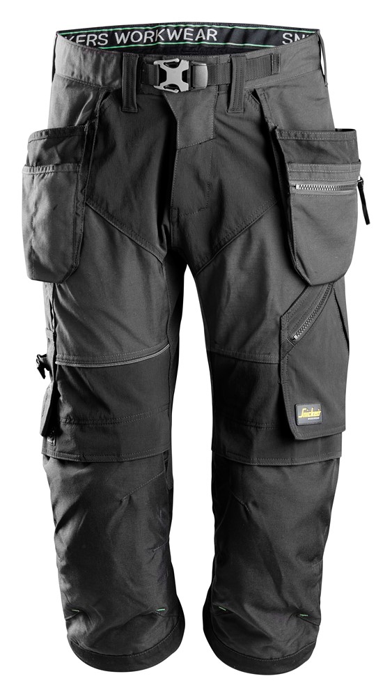 6905 Pantalones pirata de trabajo con bolsillos flotantes FlexiWork gris acero-negro talla 88