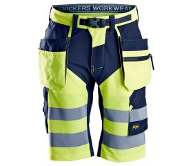 6933 Pantalones cortos de trabajo de alta visibilidad clase 1 FlexiWork amarillo-azul marino