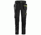 6940 Pantalones largos de trabajo elásticos FlexiWork Softshell Slim Fit bolsillos flotantes negro/ amarillo neón