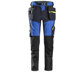 6940 Pantalones largos de trabajo elásticos FlexiWork Softshell Slim Fit bolsillos flotantes azul verdadero/ azul marino