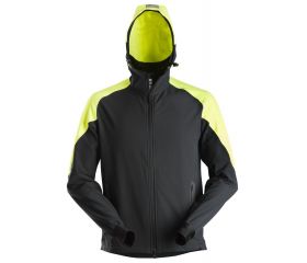 8025 Sudadera fluorescente con capucha y cremallera completa FlexiWork negro/ amarillo