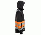 8038 Sudadera con capucha y cremallera completa de alta visibilidad clase 1 negro-naranja