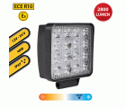 Luz 12/24V cuadrada 48W, 2800 lm, IP67