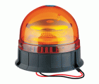 Baliza giratoria de 12/24 V con base plana y 2 cables 20W color naranja