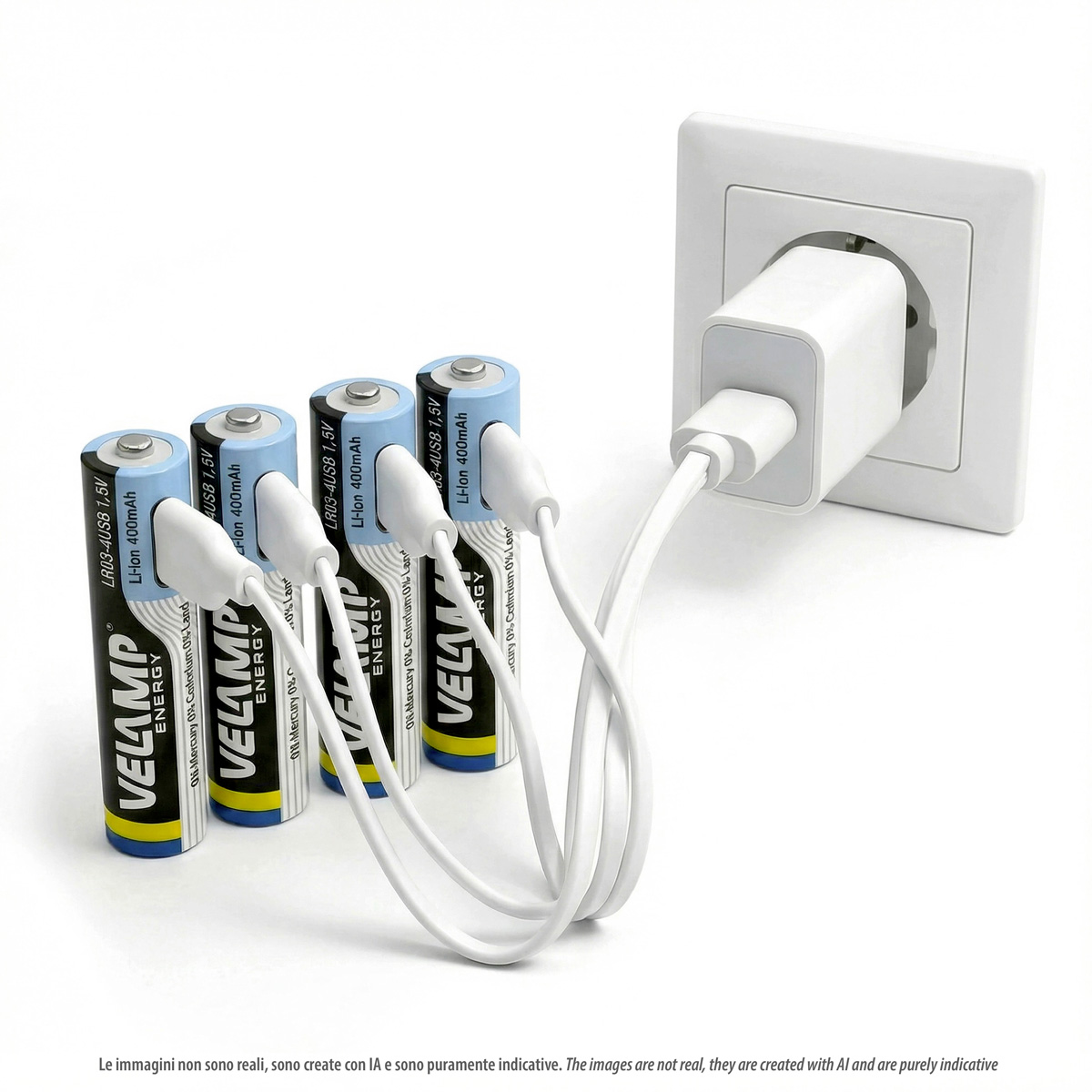 Pack de 4 pilas AAA litio recargables USB-C 400mAh