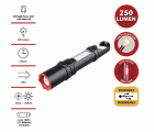 Linterna LED recargable 250 lm 3 W con zoom y luz lateral MAGNUM