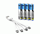 Pack de 4 pilas AAA litio recargables USB-C 400mAh