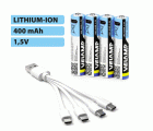 Pack de 4 pilas AA litio recargables USB-C 1400 mAh