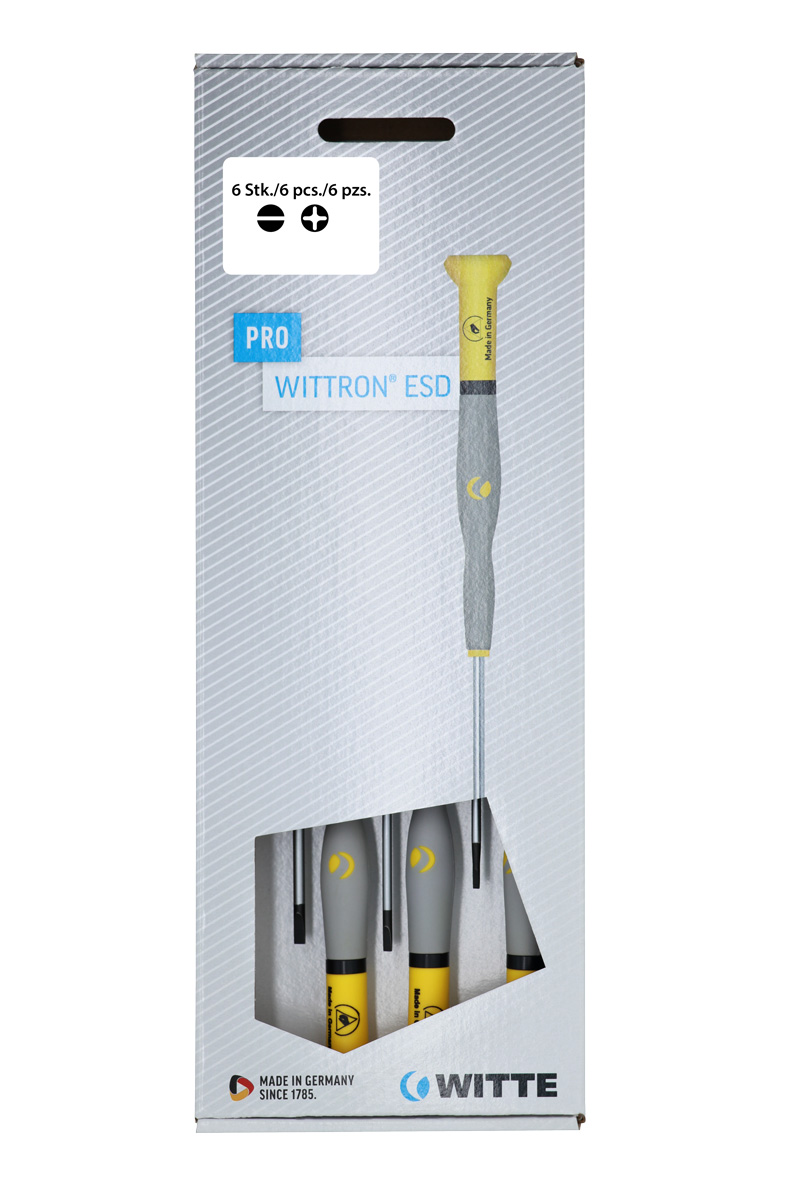 Juego de destornilladores ESD de precisión Wittron planos y Phillips