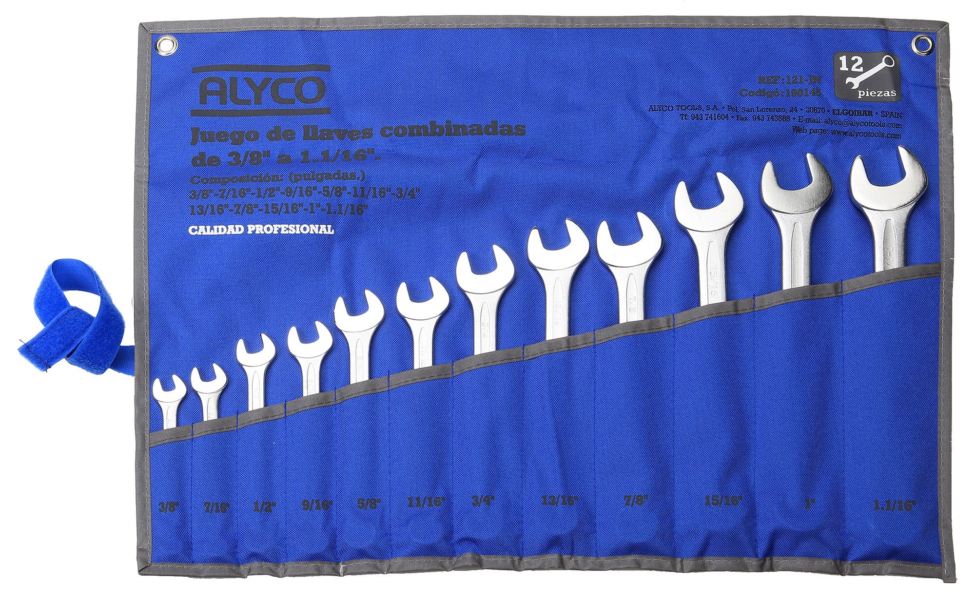 Brote analogía Inflar Juego De 12 Llaves Fijas De 2 Bocas Abiertas, Medida En Pulgadas, En Bolsa  De Nylon ALYCO | Productos | Alyco Tools