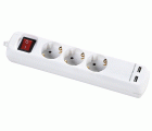 Base Múltiple Con Interruptor 3, 5 o 6 Enchufes Y 2 Usb, Cable 3X1,5 1,4 Metros ALYCO