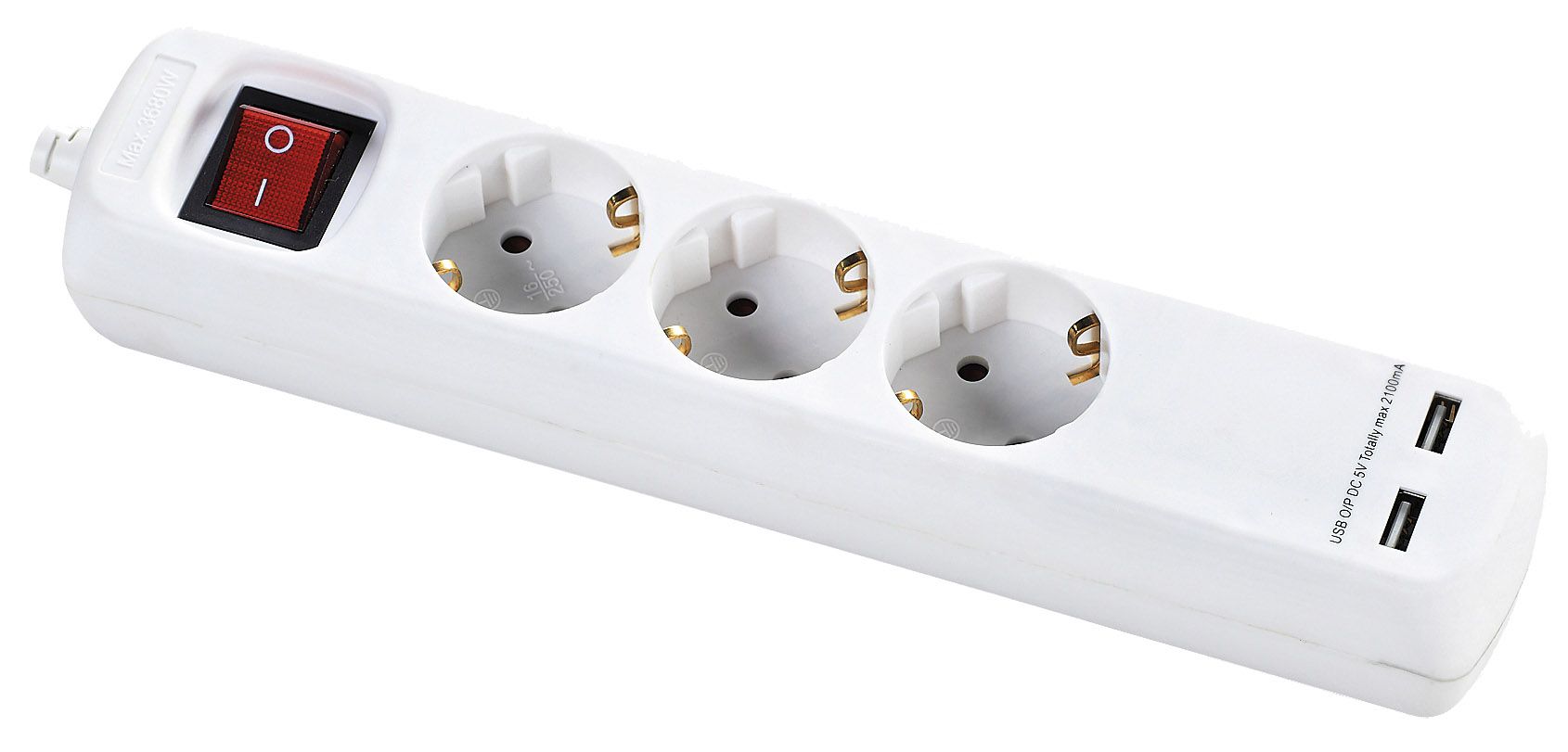 Regleta Enchufes, Alargador Enchufe de 3 Enchufes con Interruptor, Cable de 3  Metros, Blanco