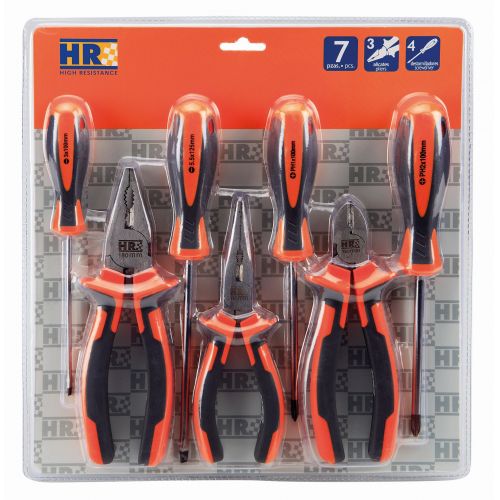 Juego Combinado De 3 Alicates Y 4 Destornilladores En Blister ALYCO ORANGE