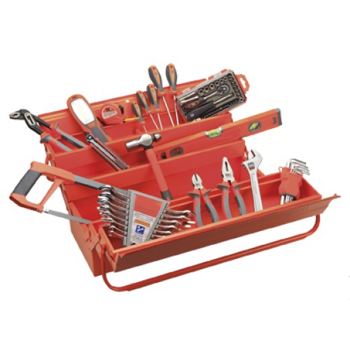 Caja Metálica De 5 Bandejas Con Herramientas ALYCO ORANGE