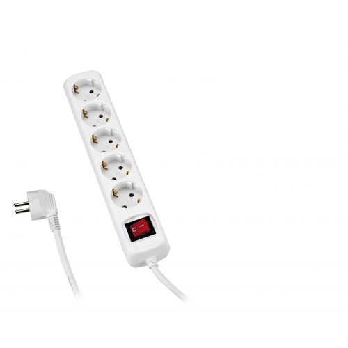 Base Múltiple Con Interruptor 3, 4, 5 o 6 Enchufes Con Cable 3X1,5 Y 1,4 o 3 Metros ALYCO