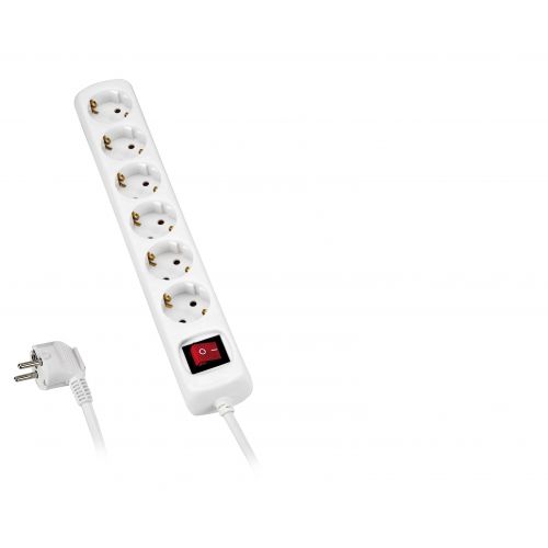 Base Múltiple Con Interruptor 3, 4, 5 o 6 Enchufes Con Cable 3X1,5 Y 1,4 o 3 Metros ALYCO
