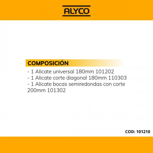Juego De 3 Alicates En Caja De Plástico ALYCO
